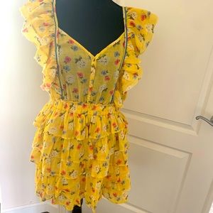 LoveShackFancy yellow floral sun dress